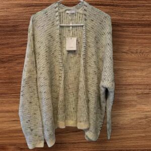 SIONI NEW WOMENS IVORY BLACK SWEATER CARDIGAN FALL WINTER CASUAL TOP SHIRT SZ L